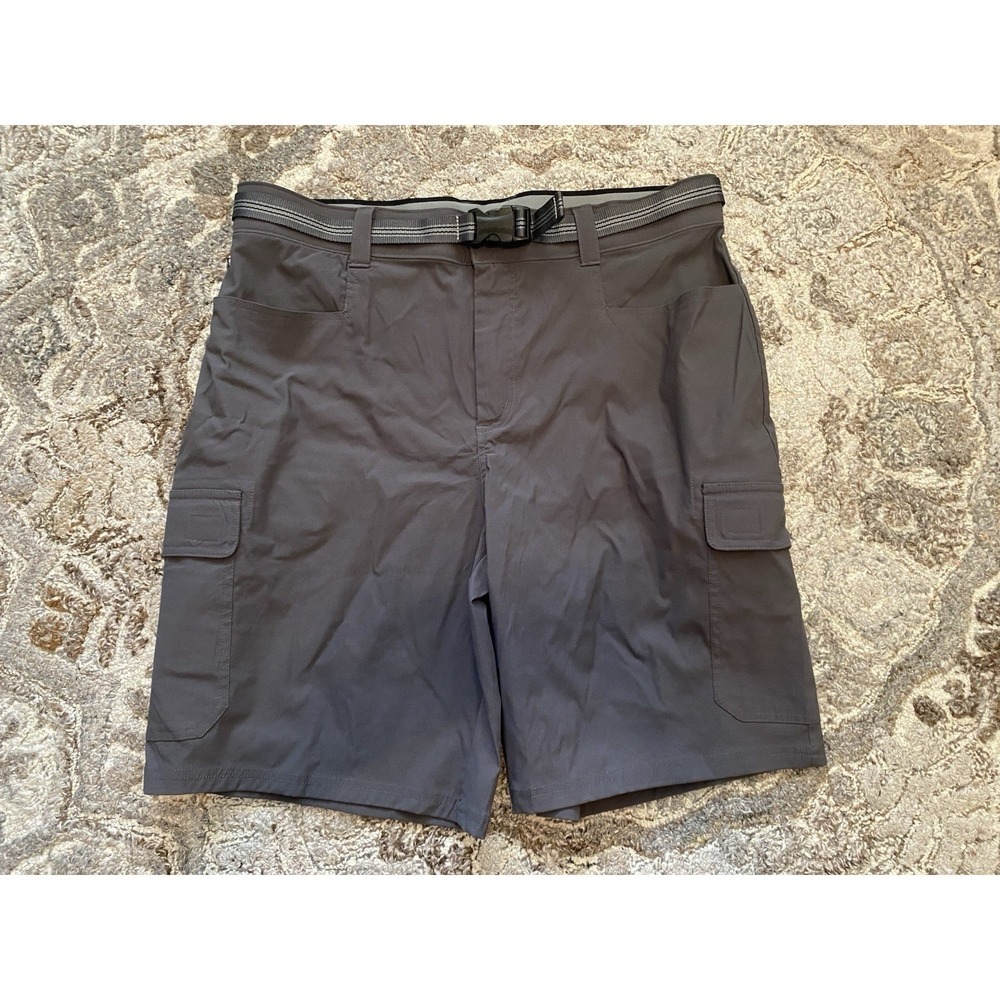 Orvis Mens Cargo Hiking Shorts Size 36 Gray Nylon Blend Belted Outdoor Fishing